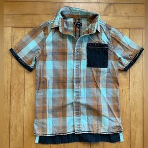 Art Class plaid snap cotton collared shirt